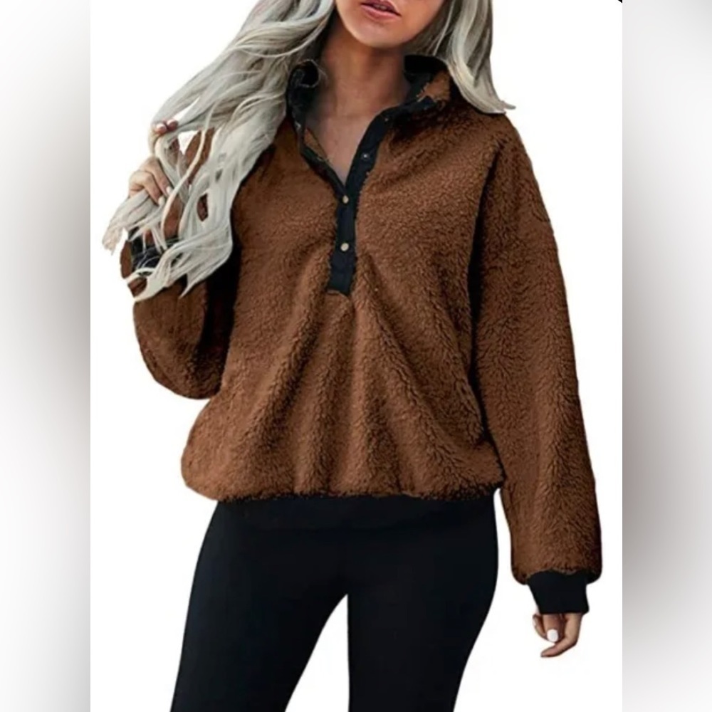 Brown and Black Teddy‎ Sweater Size Small